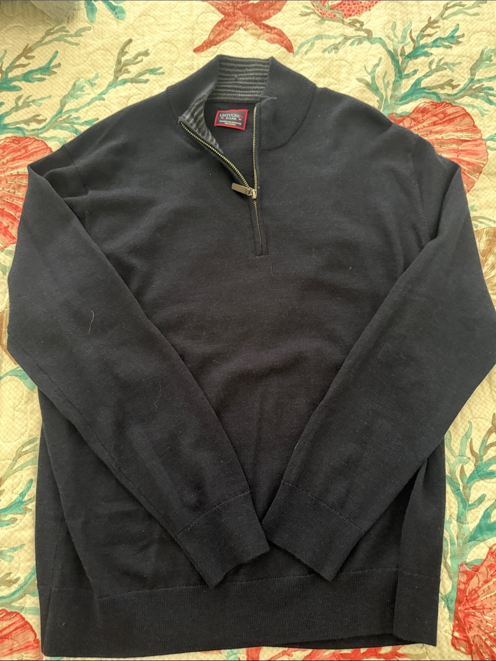UNTUCKit Men’s Navy Quarter-Zip Sweater